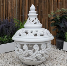 Garden Lantern Garden Ornament in White