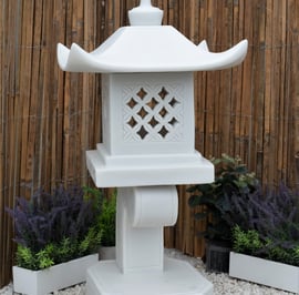 Modern Pagoda Garden Statue in White
