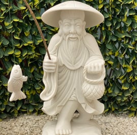 Standing Fisherman Garden Statue in White