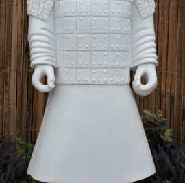 Standing Warrior Garden Statue in White