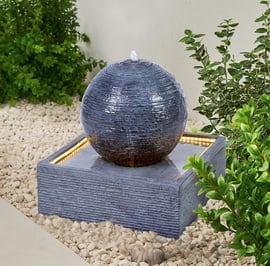 Textured Sphere Self Contained Water Feature with LEDs