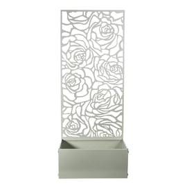 Sage Green Roses Steel Decorative Garden Screen and Planter