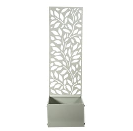 Sage Green Leaves Steel Decorative Garden Screen and Planter