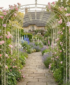 Cream Metal Garden Arch Tunnel