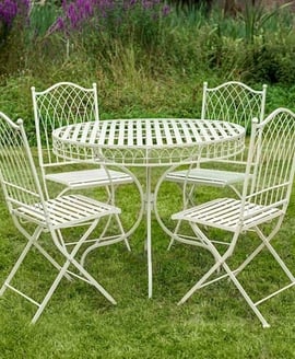 Hampton Cream Metal Garden Dining Set