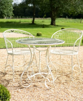 Blaydon Metal Bistro Set with Glass Table Top