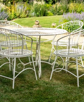Blaydon Metal Dining Set with Glass Table Top