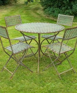 Bosbury Antiqued Blue Metal 5 Piece Bistro Set