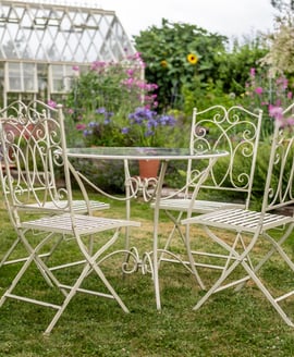 Heritage 5 Piece Metal Garden Bistro Set Cream