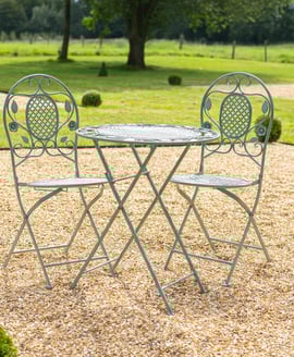 Yoxford Metal Garden Bistro Set Vintage Green