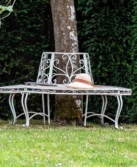 Hawkeshead Cream Metal Tree Bench