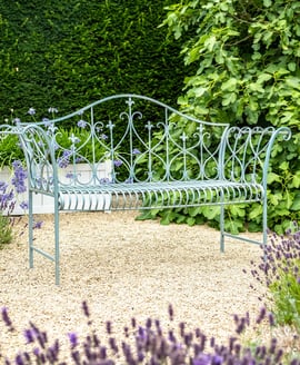 Yalding Antiqued Blue Metal Garden Bench