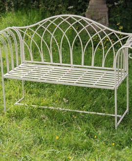 Pimlico Cream Metal Garden Bench