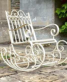 Heritage Cream Metal Garden Rocking Chair