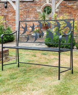 Swallow Black Metal Garden Bench