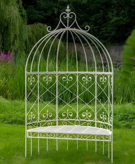 Cinderford Cream Metal Garden Arbour with Seat
