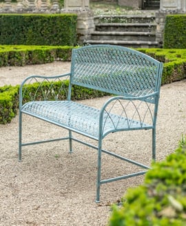 Littledean Vintage Green Metal Garden Bench