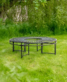 Vintage Iron Curved Garden Bench Pair