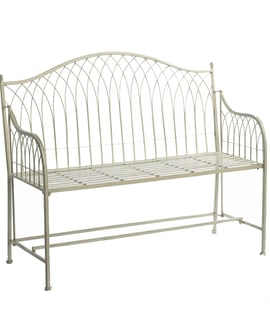 Baroque Metal Garden Bench Cream