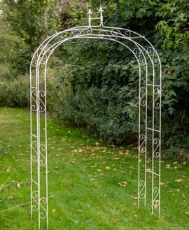 Gothic Antiqued Cream Metal Garden Arch