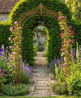 Gothic Antiqued Metal Garden Arch