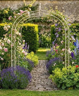 Parisienne Metal Garden Tunnel in Cream