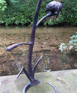 Kingfisher on Reeds Bronzed Garden Ornament
