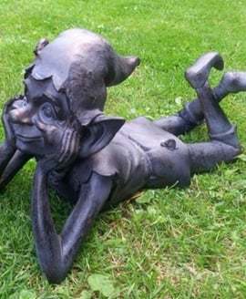 Relaxed Pixie Bronzed Garden Sculpture