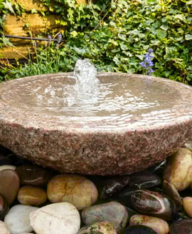 Babbling Bowl Pink Granite Water Feature
