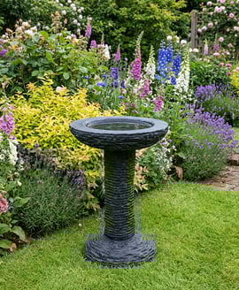 Cascade Black Limestone Bird Bath