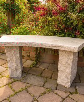 Curved Beige Granite Garden Bench