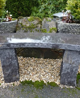 Curved Black Limestone Garden Bench