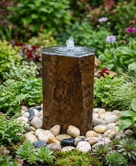 Drilled Basalt Column Water Feature 70cm
