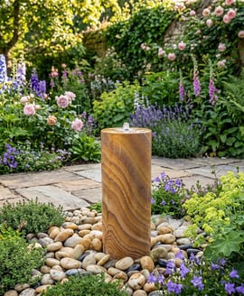 Large Rainbow Sandstone Round Column Water Feature