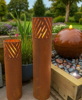 Eastern Connections Set of Two Corten Steel Candle Columns