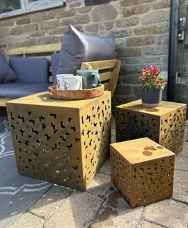 Eastern Connections Set of Three Corten Steel Garden Cubes