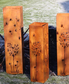 Set of Three Dandelion Steel Garden Columns