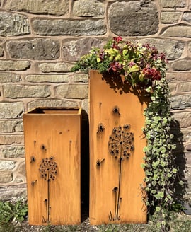 Eastern Connections Set of Two Dandelion Steel Garden Planters