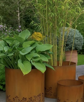 Eastern Connections Set of Three Round Wildflower Steel Planters
