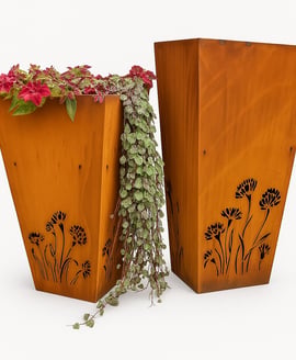 Eastern Connections Set of Two Wildflower Steel Garden Planters