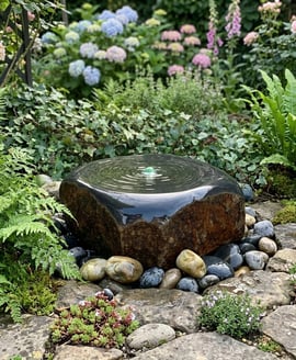 Rounded Basalt Column Water Feature