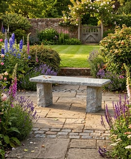 Rustic Straight Grey Granite Garden Bench