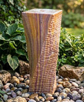 Large Twisting Column Rainbow Stone Water Feature