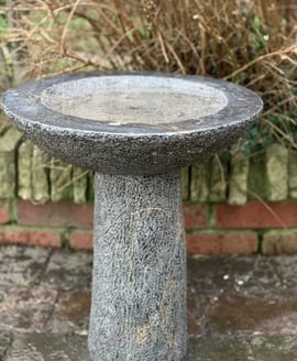 Black Limestone Round Bird Bath