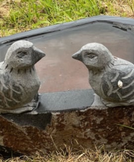 Two Birds Basalt Birdbath