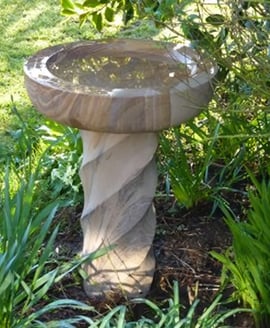 Twirling Column Rainbow Sandstone Birdbath