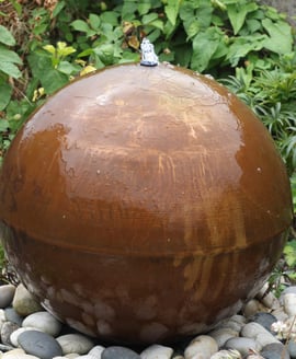 Corten Steel Sphere Water Feature 40cm