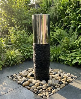 Slate Column with Stainless Steel Water Feature