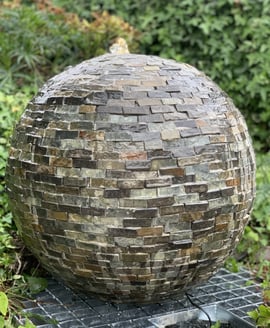 Tiled Slate Sphere Garden Water Feature 50cm