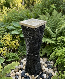 Twisted Slate Column Water Feature 90cm